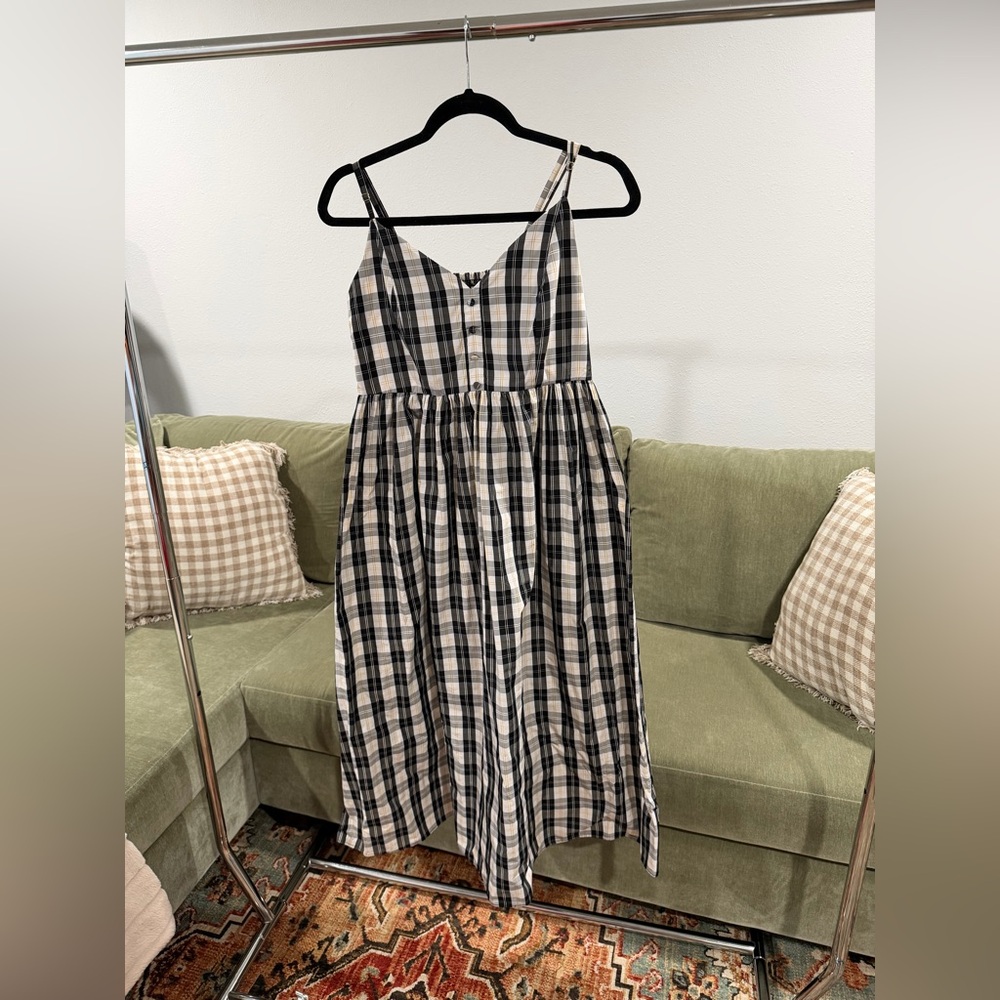 River Island Black and White Checkered Midi Dress